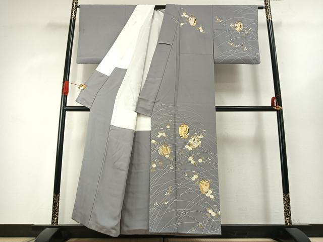 平和屋着物●訪問着　刺繍　草花陶器文　金糸　金彩　正絹　逸品　AABK1225fy