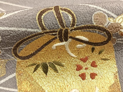 平和屋着物●訪問着　刺繍　草花陶器文　金糸　金彩　正絹　逸品　AABK1225fy