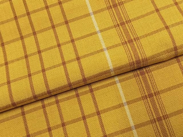 平和屋着物●黄八丈　紬　綾織　格子　正絹　逸品　AABK1228fy