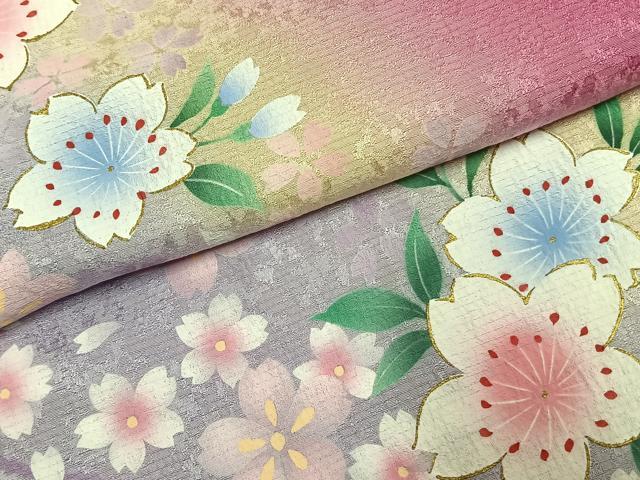 平和屋着物●豪華振袖　舞桜文　暈し染め　金彩　正絹　逸品　AABK1230fy