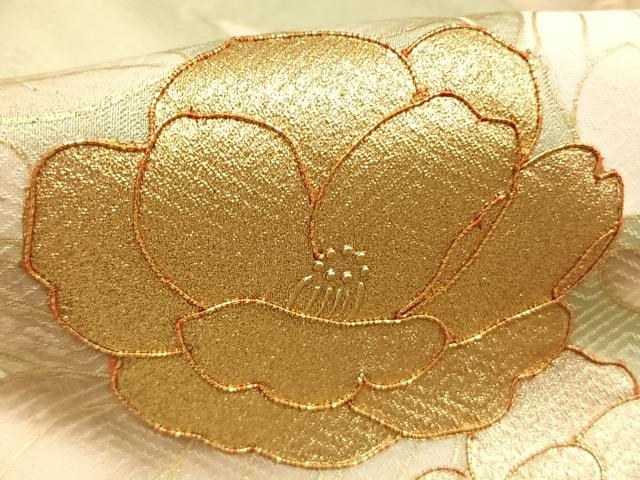 平和屋着物●訪問着　駒刺繍　枝花文　金銀彩　正絹　逸品　AABK1233fy