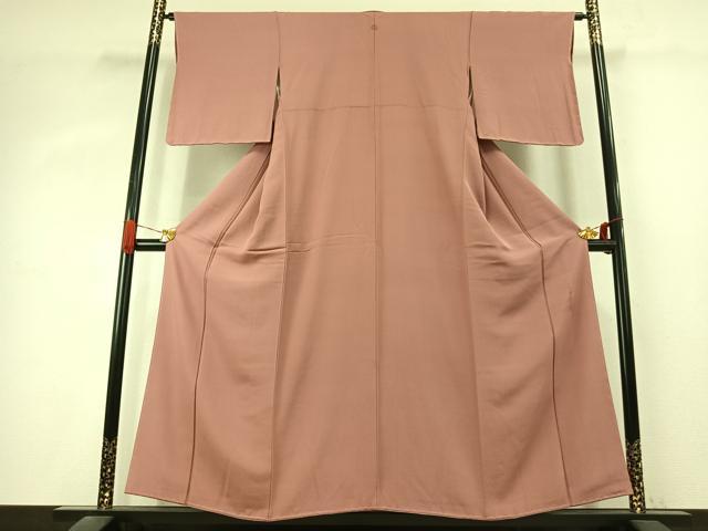 平和屋着物●上質な色無地　岩石染　退紅色　正絹　逸品　未使用　AABK1237fy