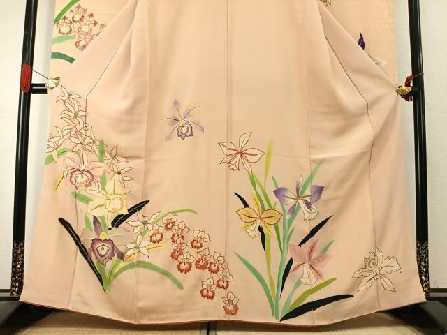 平和屋本店●アンティーク　大正ロマン　振袖　駒刺繍　草花文　金銀糸　金彩　正絹　逸品　AABK1242fy