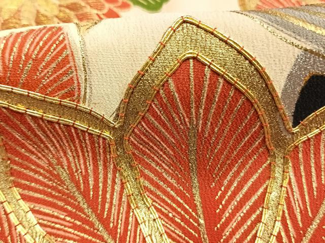 平和屋本店●アンティーク　大正ロマン　振袖　駒刺繍　松竹梅　暈し染め　金糸　金銀彩　正絹　逸品　AABK1243fy