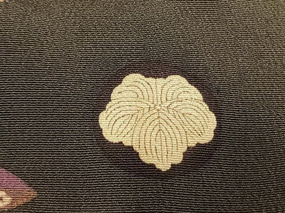 平和屋本店●アンティーク　大正ロマン　振袖　駒刺繍　草花文　暈し染め　金糸　金彩　正絹　逸品　AABK1245fy