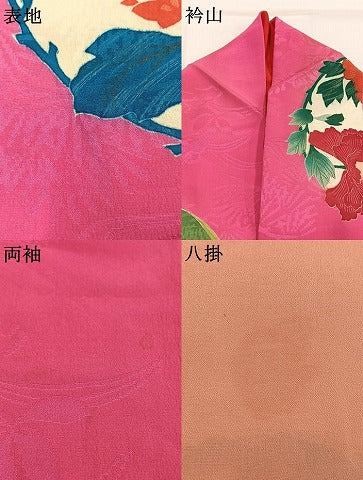 平和屋本店●アンティーク　大正ロマン　振袖　草花文　金彩　正絹　逸品　AABK1247fy