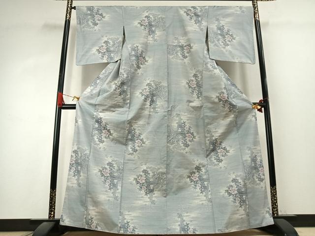 平和屋着物●都喜ヱ門　本場大島紬　7マルキ　総絣　草花文　藤絹織物謹製　正絹　逸品　AABK1251fy