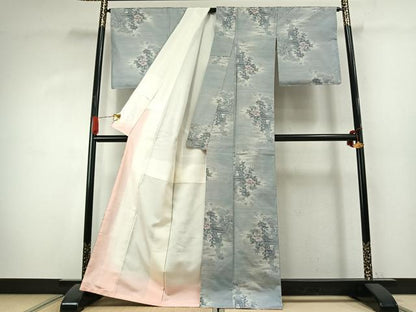 平和屋着物●都喜ヱ門　本場大島紬　7マルキ　総絣　草花文　藤絹織物謹製　正絹　逸品　AABK1251fy