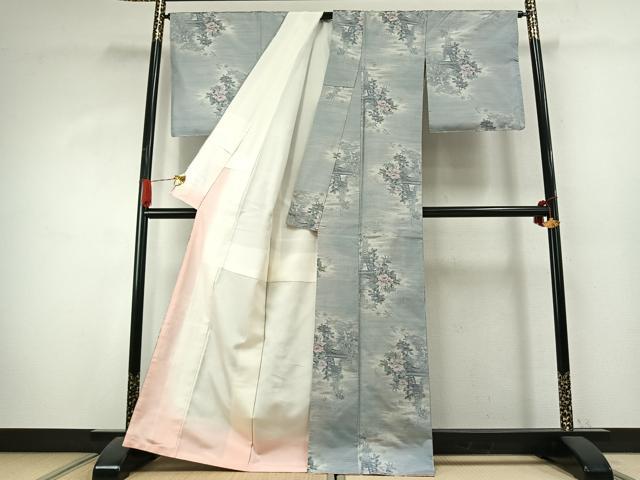 平和屋着物●都喜ヱ門　本場大島紬　7マルキ　総絣　草花文　藤絹織物謹製　正絹　逸品　AABK1251fy