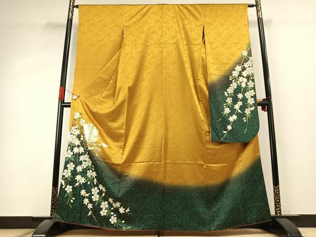 平和屋着物●豪華振袖　御所車花文　暈し染め　金銀彩　正絹　逸品　AABK1253fy