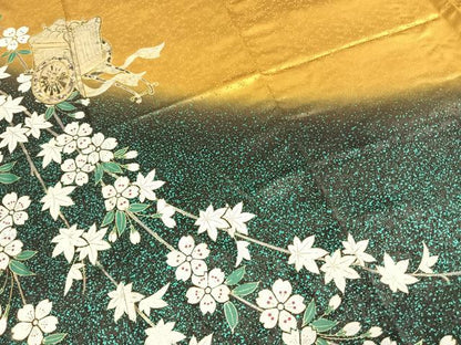 平和屋着物●豪華振袖　御所車花文　暈し染め　金銀彩　正絹　逸品　AABK1253fy