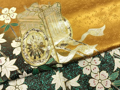 平和屋着物●豪華振袖　御所車花文　暈し染め　金銀彩　正絹　逸品　AABK1253fy