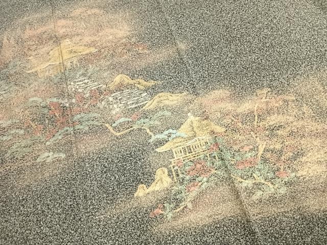 平和屋着物●訪問着　松竹梅　風景文　たたき染め　金彩　正絹　逸品　未使用　AABK1255fy