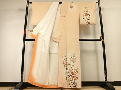 平和屋着物●訪問着　手描き　枝花文　暈し染め　正絹　逸品　AABK1258fy