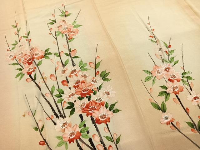 平和屋着物●訪問着　手描き　枝花文　暈し染め　正絹　逸品　AABK1258fy