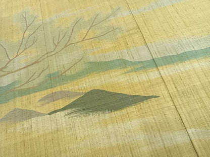 平和屋着物●訪問着　生紬地　作家物　風景文　正絹　逸品　AABK1259fy