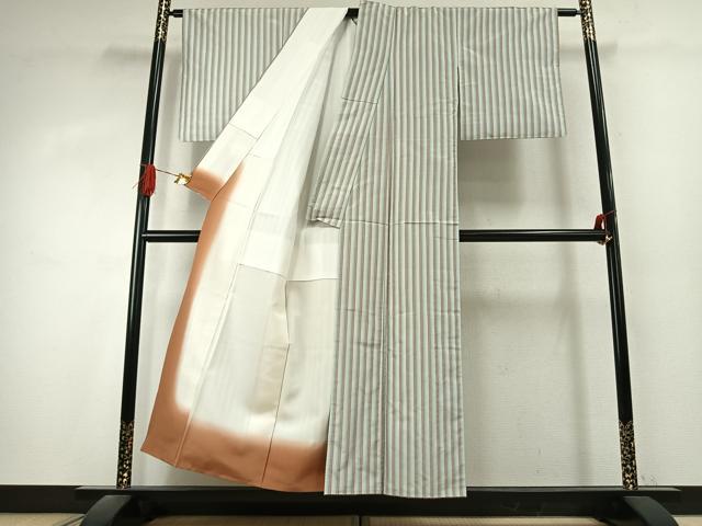平和屋着物●上質な紬　縞　正絹　逸品　AABK1260fy