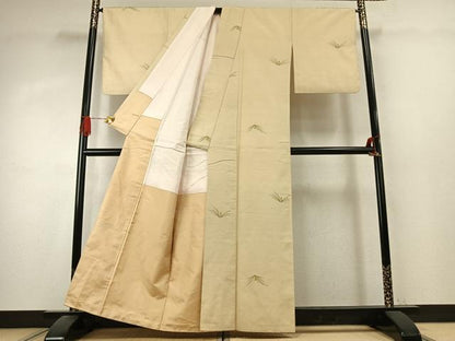平和屋着物●上質な紬　松　正絹　逸品　AABK1262fy
