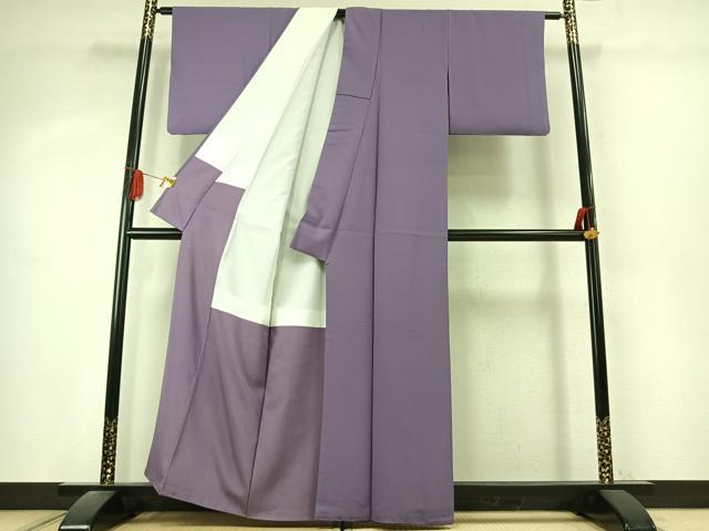 平和屋着物●色無地　竜胆色　洗える着物　AABK1265fy