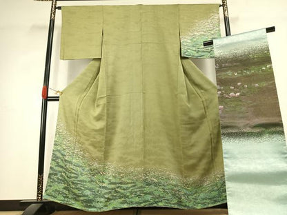 平和屋着物●訪問着　太鼓柄袋帯セット　霞文　暈し染め　正絹　逸品　AABK1268fy