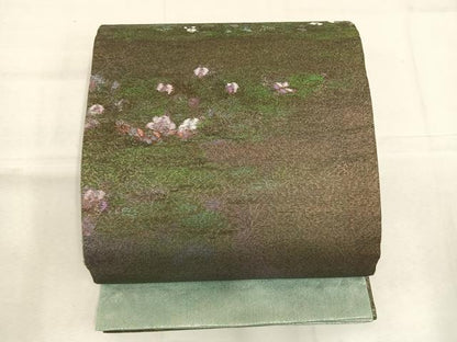 平和屋着物●訪問着　太鼓柄袋帯セット　霞文　暈し染め　正絹　逸品　AABK1268fy