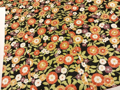 平和屋着物●上質な小紋　草花文　黒地　正絹　逸品　未使用　AABK1270fy