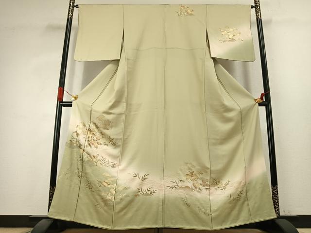 平和屋着物●訪問着　松竹梅　暈し染め　金銀彩　正絹　逸品　AABK1271fy