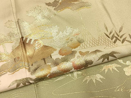 平和屋着物●訪問着　松竹梅　暈し染め　金銀彩　正絹　逸品　AABK1271fy