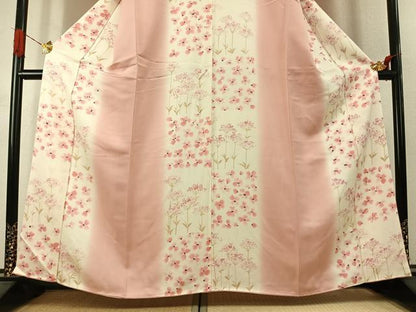 平和屋着物●上質な小紋　手描き　草花文　正絹　逸品　AABK1273fy