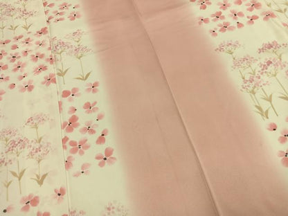 平和屋着物●上質な小紋　手描き　草花文　正絹　逸品　AABK1273fy