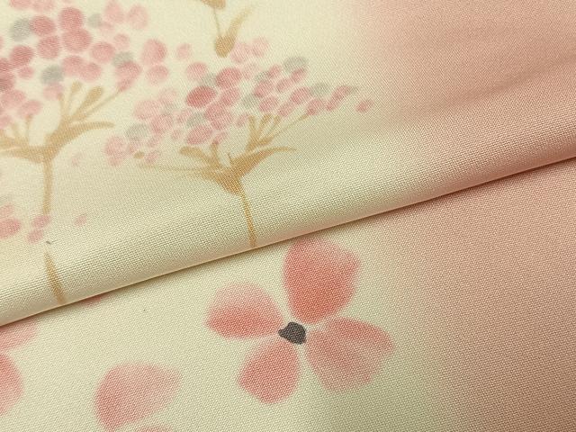 平和屋着物●上質な小紋　手描き　草花文　正絹　逸品　AABK1273fy
