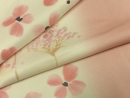 平和屋着物●上質な小紋　手描き　草花文　正絹　逸品　AABK1273fy