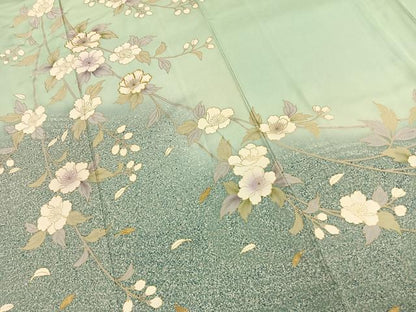 平和屋着物●訪問着　駒刺繍　枝花文　暈し染め　金彩　正絹　逸品　AABK1277fy