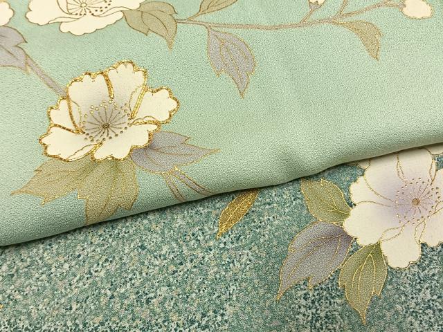 平和屋着物●訪問着　駒刺繍　枝花文　暈し染め　金彩　正絹　逸品　AABK1277fy