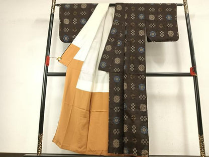 平和屋着物●本場大島紬　龍郷絣　正絹　逸品　AABK1278fy
