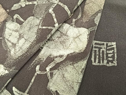 平和屋着物●訪問着　作家物　手描き　蔦の葉文　ろうけつ染め　正絹　逸品　AABK1280fy