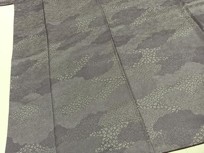平和屋着物●江戸小紋　雲取り花文　正絹　逸品　AABK1282fy
