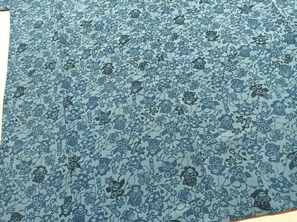 平和屋着物●上質な小紋　藍　型染め　玩具花文　正絹　逸品　AABK1284fy