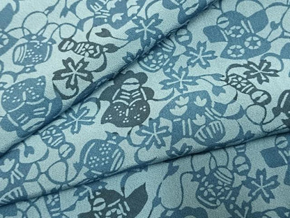 平和屋着物●上質な小紋　藍　型染め　玩具花文　正絹　逸品　AABK1284fy