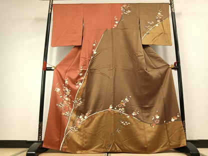平和屋着物●訪問着　枝花文　金彩　正絹　逸品　AABK1285fy