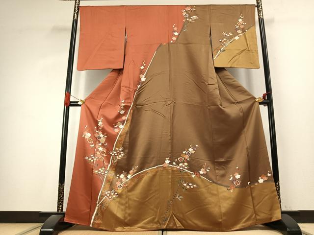 平和屋着物●訪問着　枝花文　金彩　正絹　逸品　AABK1285fy