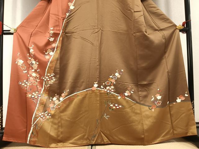 平和屋着物●訪問着　枝花文　金彩　正絹　逸品　AABK1285fy