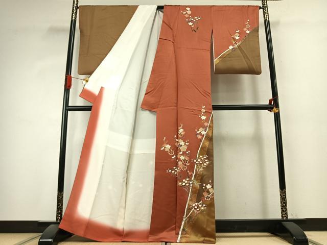 平和屋着物●訪問着　枝花文　金彩　正絹　逸品　AABK1285fy