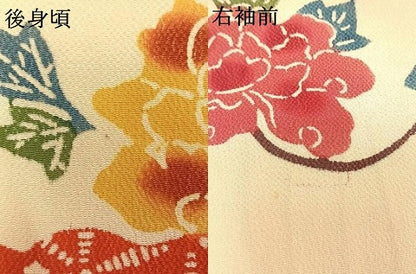 平和屋着物●豪華振袖　型染め　花鳥文　鬼しぼ縮緬　正絹　逸品　AABK1287fy