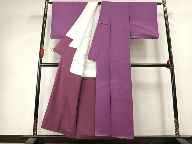 平和屋着物●無地絵羽訪問着　色無地　流水地紋　京紫色　正絹　逸品　AABK1288fy