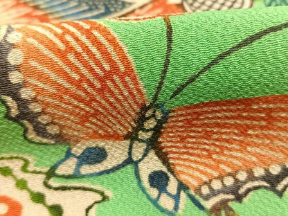 平和屋着物●上質な小紋　型染め　花蝶文　正絹　逸品　AABK1289fy