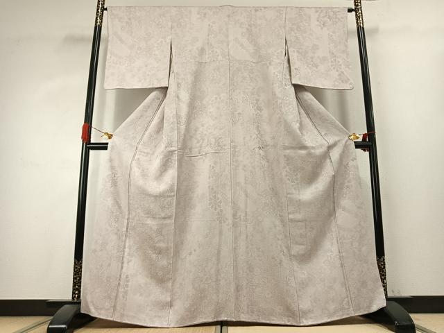 平和屋着物●上質な色無地　草花地紋　紫水晶色　正絹　逸品　AABK1290fy