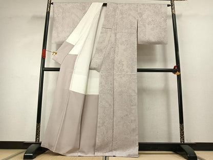 平和屋着物●上質な色無地　草花地紋　紫水晶色　正絹　逸品　AABK1290fy