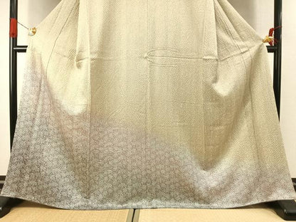平和屋着物●名門　藤娘きぬたや・総絞り(杢目絞り)　訪問着　草花文　暈し染め　正絹　逸品　AABK1291fy