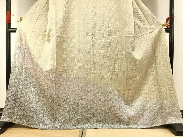 平和屋着物●名門　藤娘きぬたや・総絞り(杢目絞り)　訪問着　草花文　暈し染め　正絹　逸品　AABK1291fy